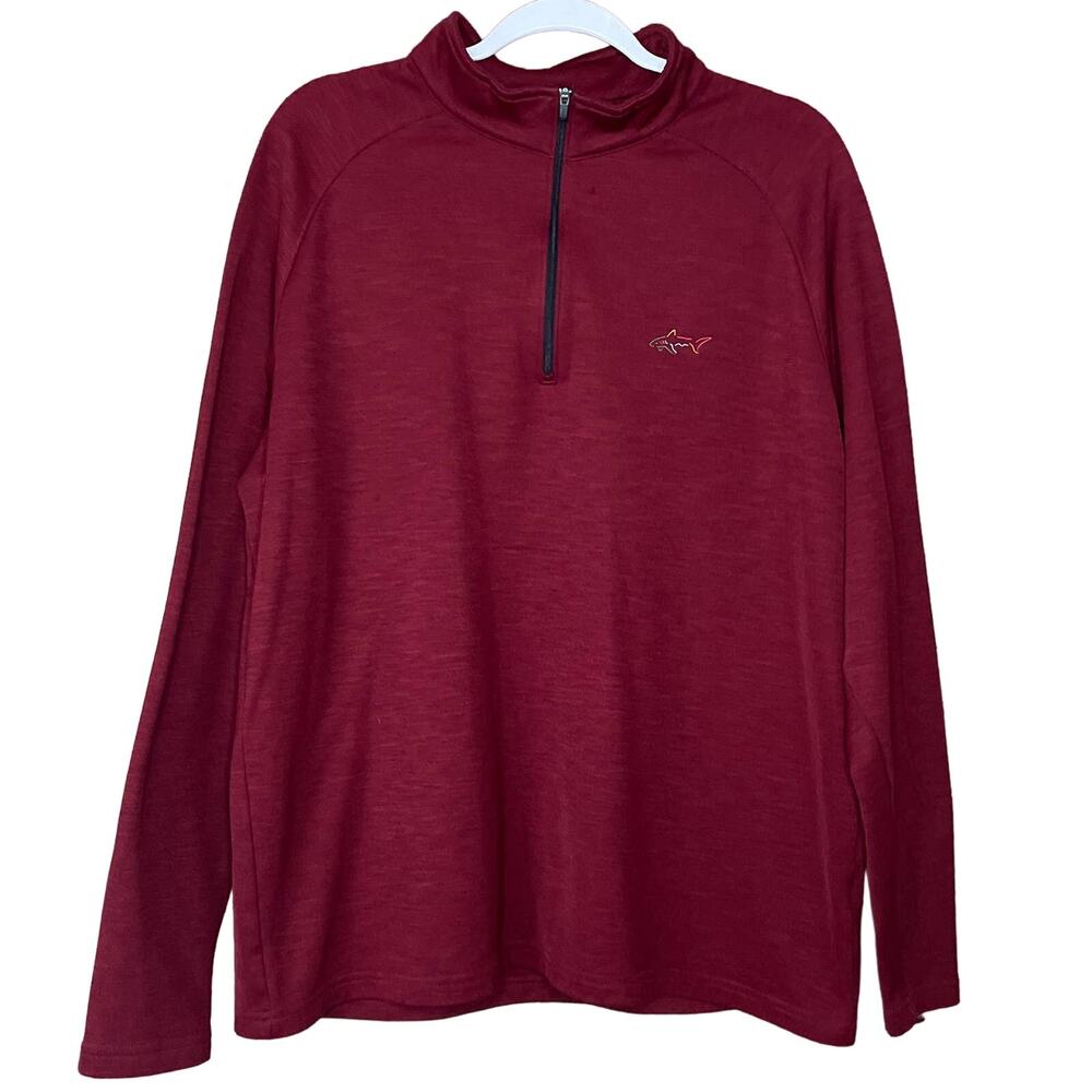 Greg Norman Play Dry 1/4 Zip Long Sleeve Fleece Pullover Shirt Maroon Size Large